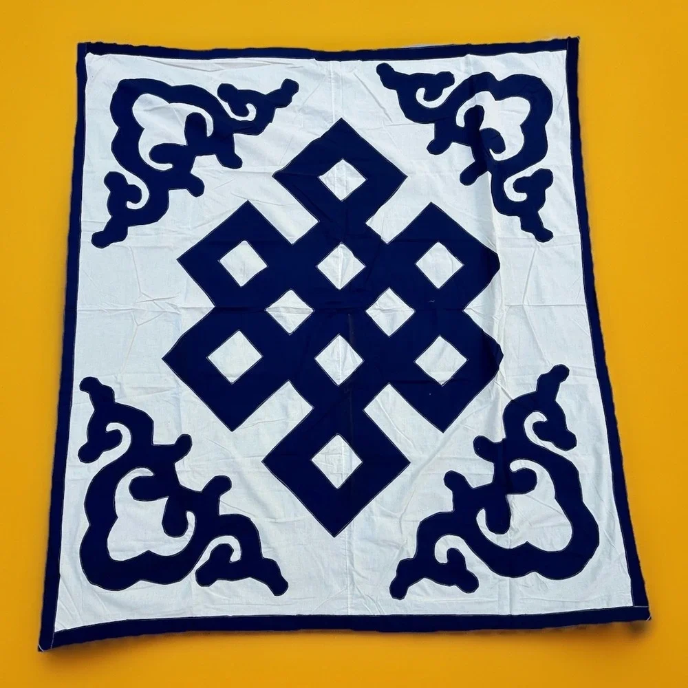 Vintage Quilt Tablecloth Wall Art Curtain Endless Knot Tibet Cotton Patchwork